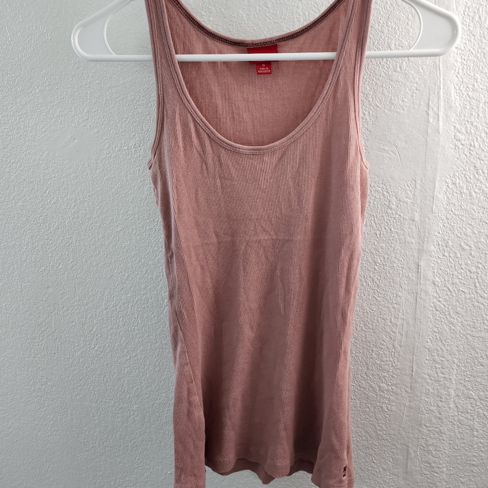 Cute Ribbed Pink Tank Top